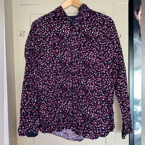 One Day Away Mens button up shirt blue red Large like new